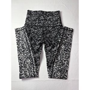 Lululemon Wunder Under High Rise Abstract Speckled Black White Leggings Size 4